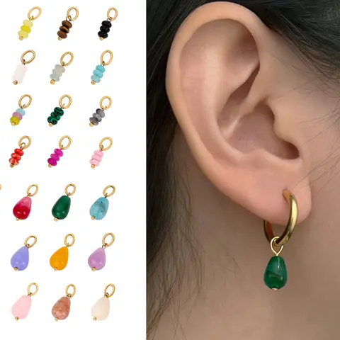 Nowe Modne Naturalne Kamienie Gładkie Pojedyncze Kolczyki Ze Stali Nierdzewnej Zawieszki Wisiorki DIY Naszyjniki i Bransolety Akcesoria Jubilerskie