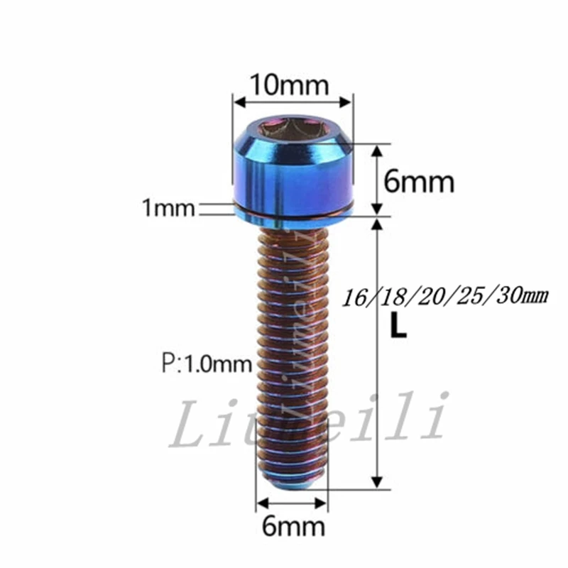 Liumeili tytanowe śruby Ti M6x16 18 20 25 30mm z podkładkami fazowaną głowicą klucz imbusowy do rowerowy hamulec tarczowy zacisku trzpienia 1 szt.