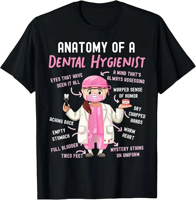 Dentalhygieniker Anatomie T-Shirt Y2k Lustiges Zahnarzt HS0 Grafik Spruch T-Shirt Humor Zahnärzte Personalisierte Weiche Baumwollkleidung – Detail 11