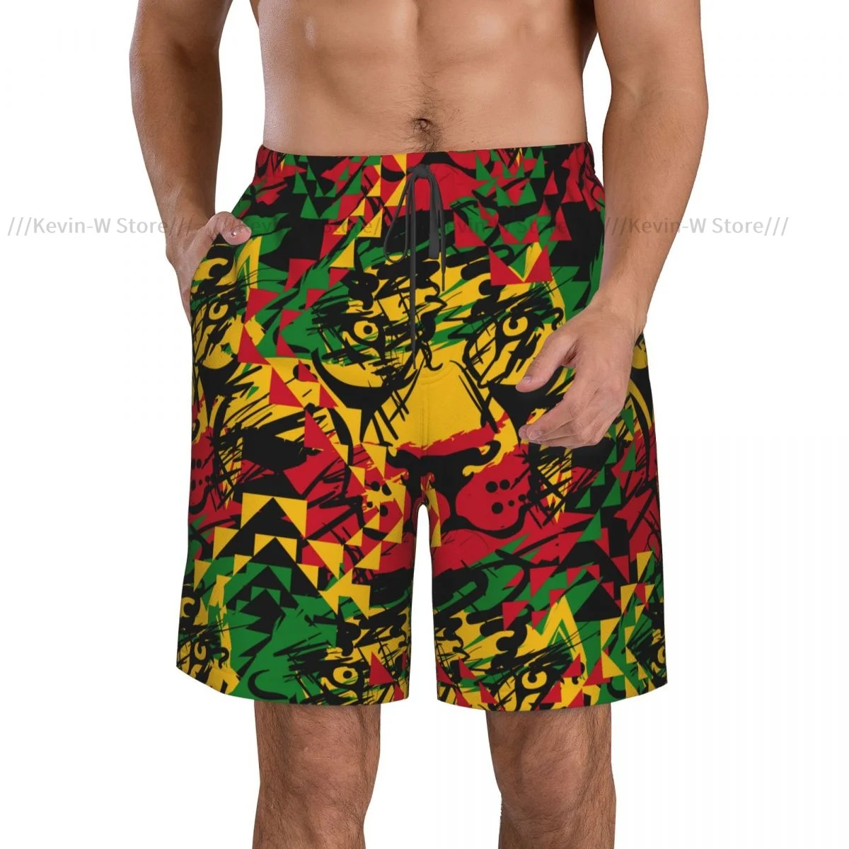 Swimsuit Beach Quick Drying Trunks For Men Rasta Print Swimwear Briefs Board Shorts Fast Dry Beachwear