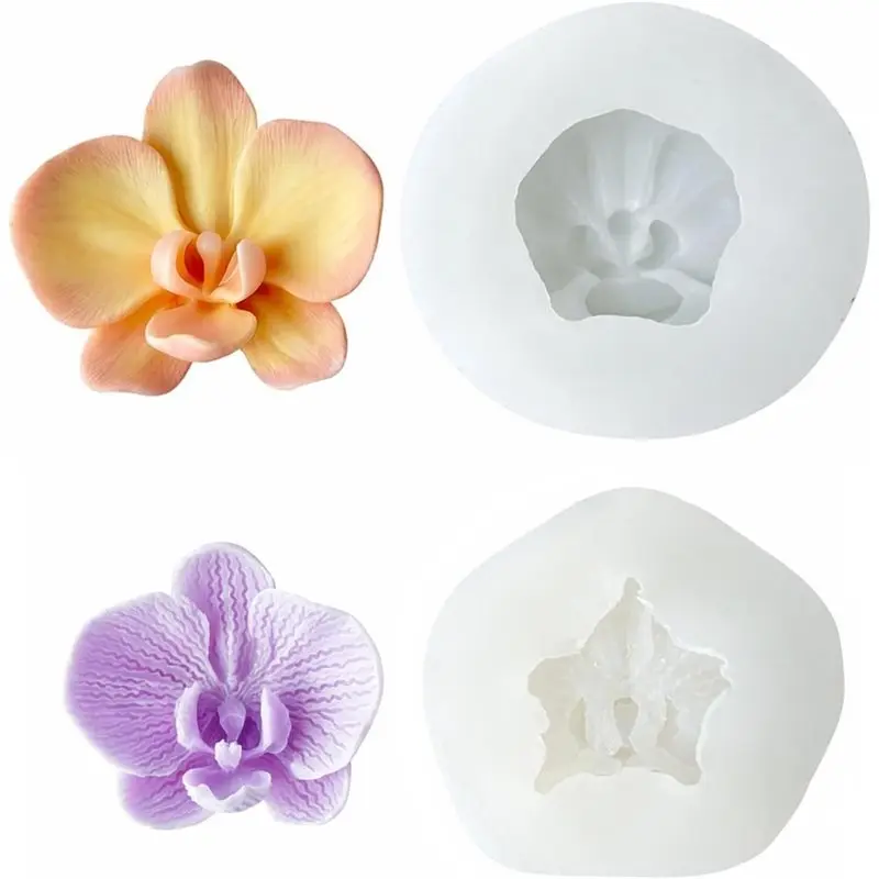 ABDJ-Epoxy Resin 3D Flower Mold, 2 Pcs For Fondant Chocolate Candle For Phalaenopsis Orchid Cake Silicone