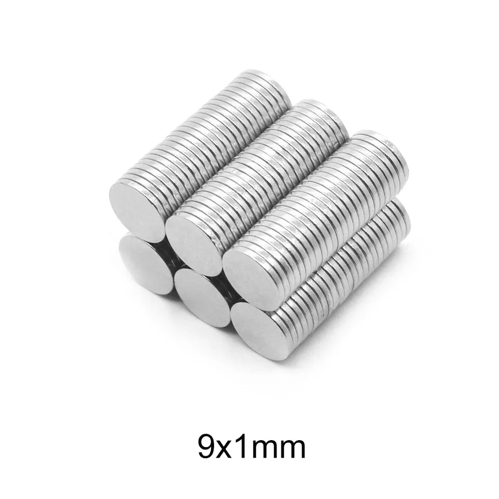 9*1mm Strong Round Sheet Magnet 9x1mm Thin Rare Earth Neodymium Magnet 9mm x 1mm Permanent NdFeB magnets Disc 9x1 9*1