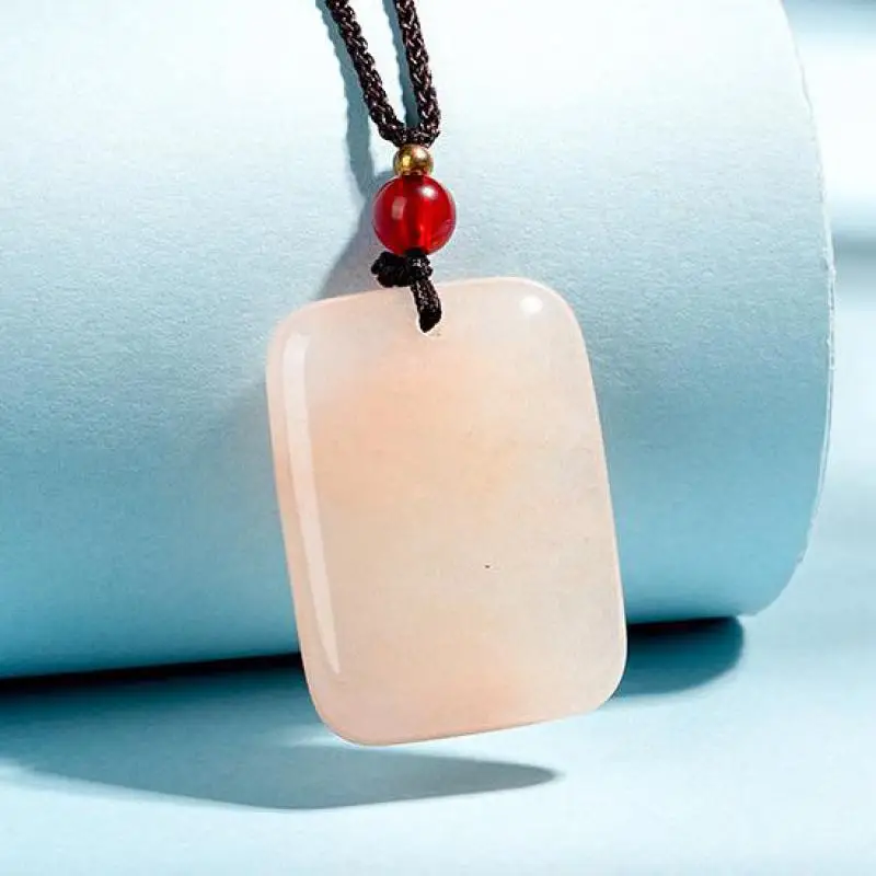 

24*32mm Natural Nephrite Pink Jade Blank Charm Necklace Women Fine Jewelry Genuine Chinese Hetian Jade Blank Pendant Necklaces