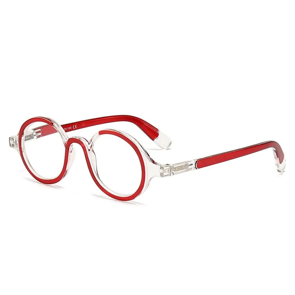 Vision Care Reading Glasses Round Frame Spring Leg Presbyopic Eyeglass Hyperopia Ultra Light Resin Anti-Blue Light Glasses