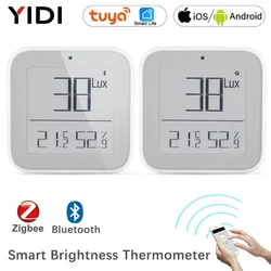 Smartlife tuya inteligente zigbee bluetooth-compatível malha brilho termômetro luz sem fio remoto detector de umidade temperatura