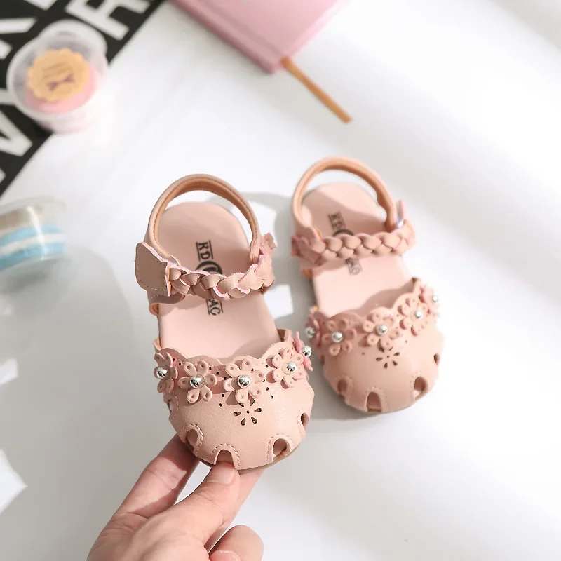 Sandálias Summer New Shoes 1-3 Year Old Baby Girls Students Sandals Bow Princess Shoes Cute Sweet Style Floral Walking Shoes