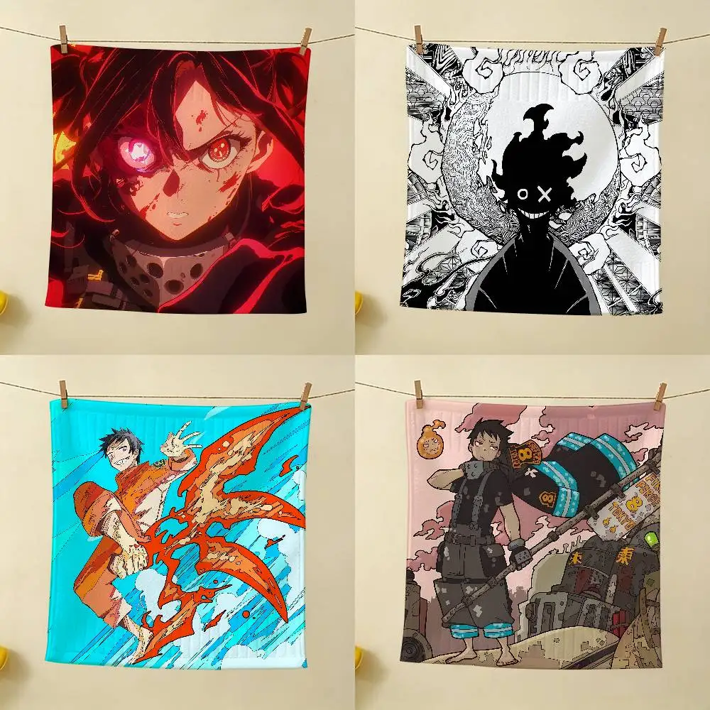Comics F-Fire Force Wear Resistant Hand Hanging Kitchen Towel,Polyester Cotton Material, Wiping Towel For Home