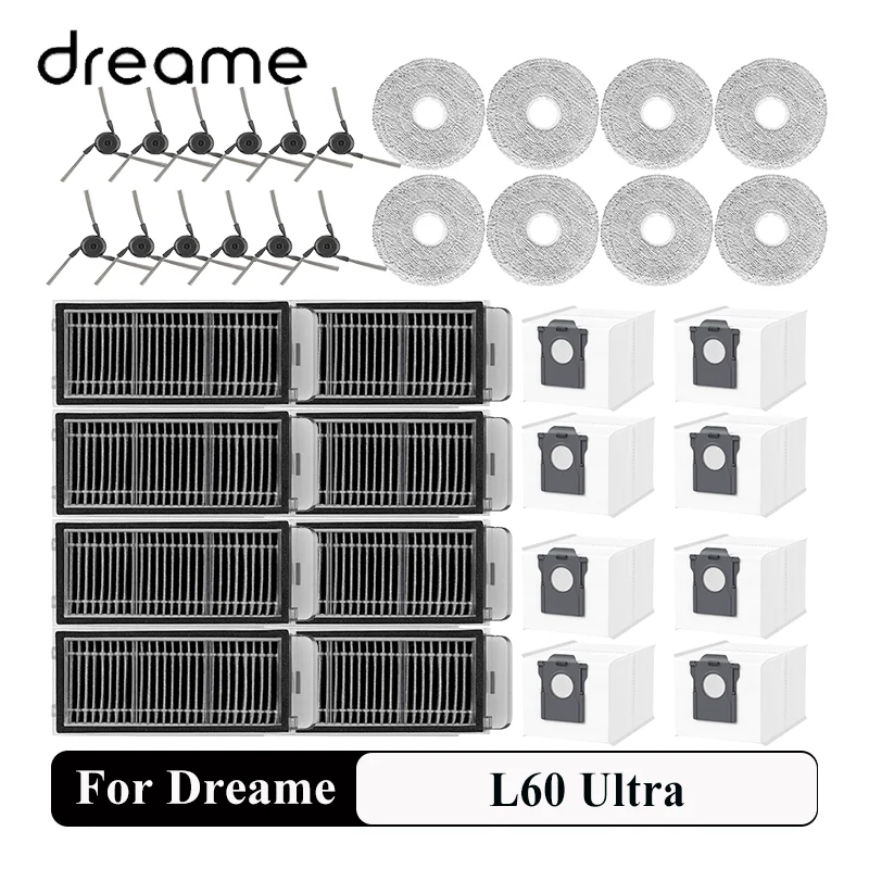 Dreame L60 Ultra Staubsauger Ersatzteile Seitenbürste HEPA-Filter Wischtuch Staubbeutel Hauptbürste Seitenbürste Ersatzzubehör