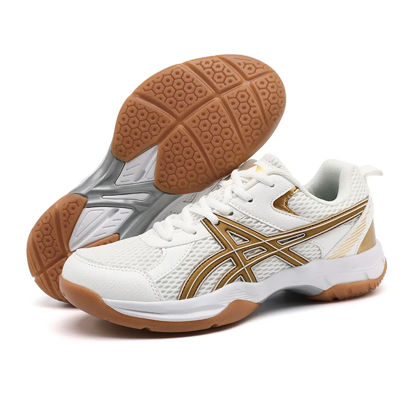 

2025 Hot Sale White Gloden Color Male Table Tennis Shoes Size 37-44 Women's Badminton Shoes Fashion Sport Shoes