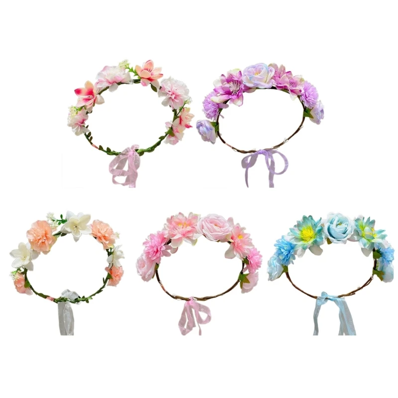 

Vacation Flower Headband Spring Beach Flower Wreath Hairband Music Festival Headband Girl Hair Ornaments