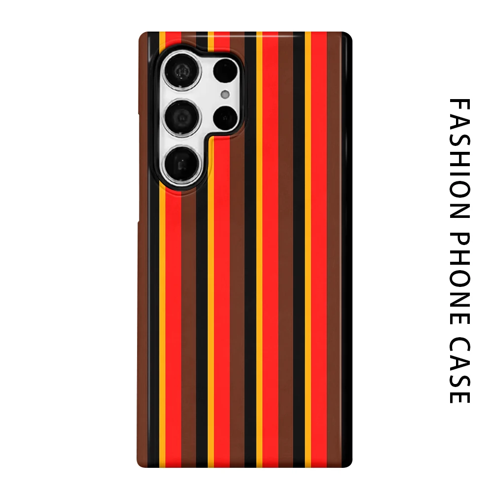 Vintage Stripe Phone Case for For Samsung Galaxy S26 S25 S24 S23 S20 FE A56 A36 Ultra Glossy HD Hard Cover Film Shell