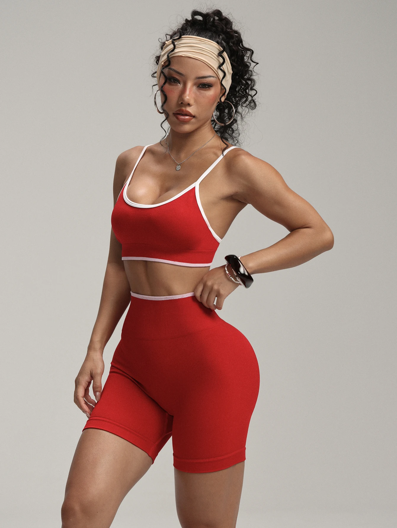 بدلة يوجا صيفية عالية الخصر لرفع الورك قابلة للتنفس للسيدات، طقم مكون من قطعتين لتدريبات اللياقة البدنية #5