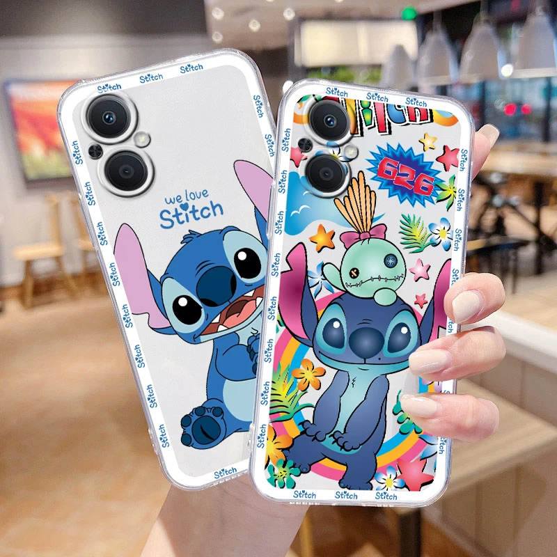 Stitch Disney with border For OPPO A5 A9 A53 S A74 Reno 7 6 5 4 2 Find X3 X2 Z Lite Neo Pro Plus transparent Phone Case