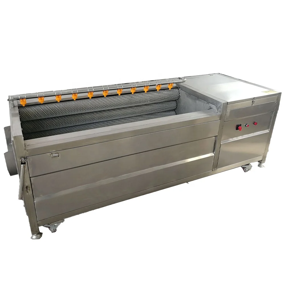 Vegetable Fruit Brush Roller Cleaning Machine Cassava Ginger Peeler Washing And Peeling Machine