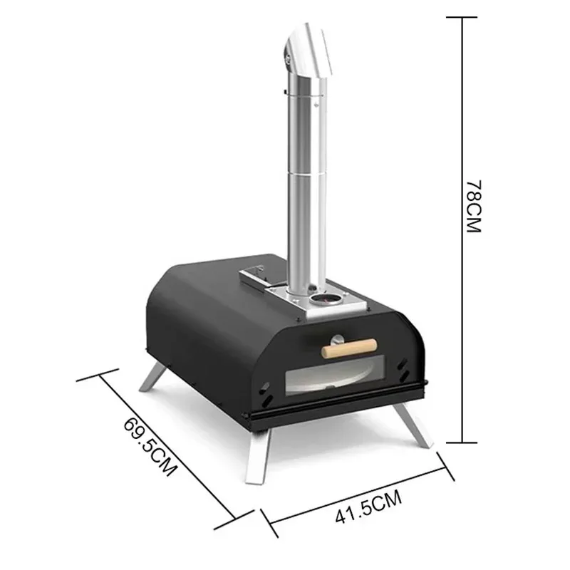 12-Inch Portable Rotating Pizza Oven with Pizza Stone, Wooden Pellet Pizza Grill, Foldable Outdoor Grill