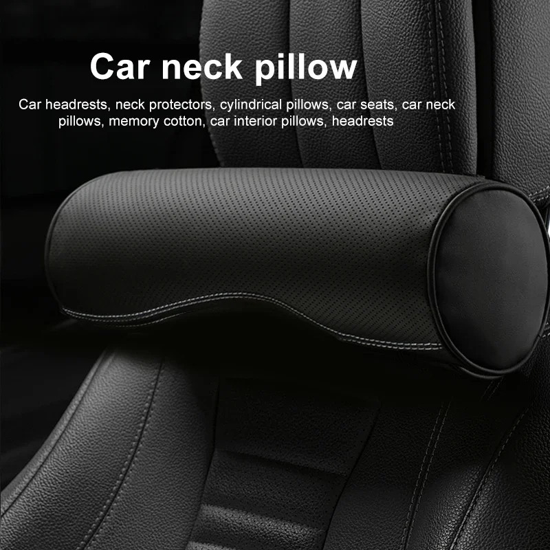 Car neck pillow lumbar support leather headrest Neck and waist protection Comfortable and breathable seat interior accessories