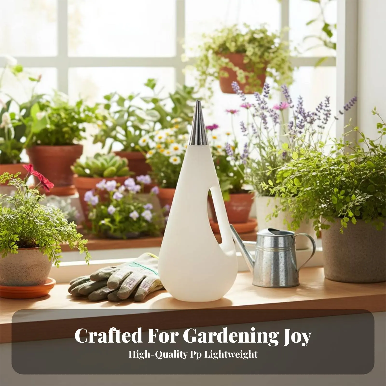 Teardrop Watering Can Large Capacity Long Spout Watering Can Gardening Supply Easy to Fill Er Trip Nomic Handle for Gardeners view 2