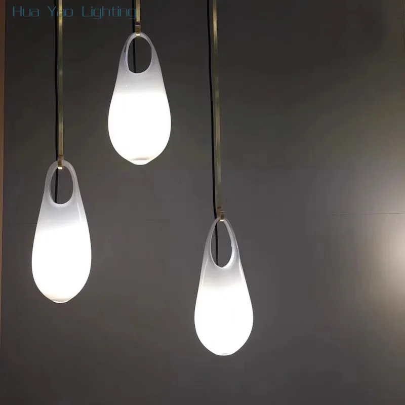 Nordic postmodern designer model house, bedside restaurant, bar counter, Italian creative design, handmade glass chandelier