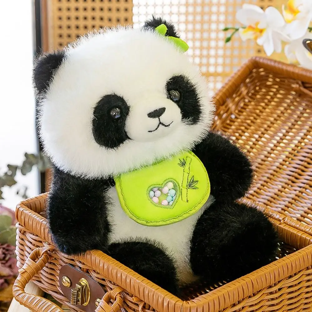 PP-Baumwoll-Bambus-Lätzchen, Panda-Plüschpuppe, 24/35 cm, mit Plüschball, Simulation, Panda-Plüschtier, flauschig, bequem