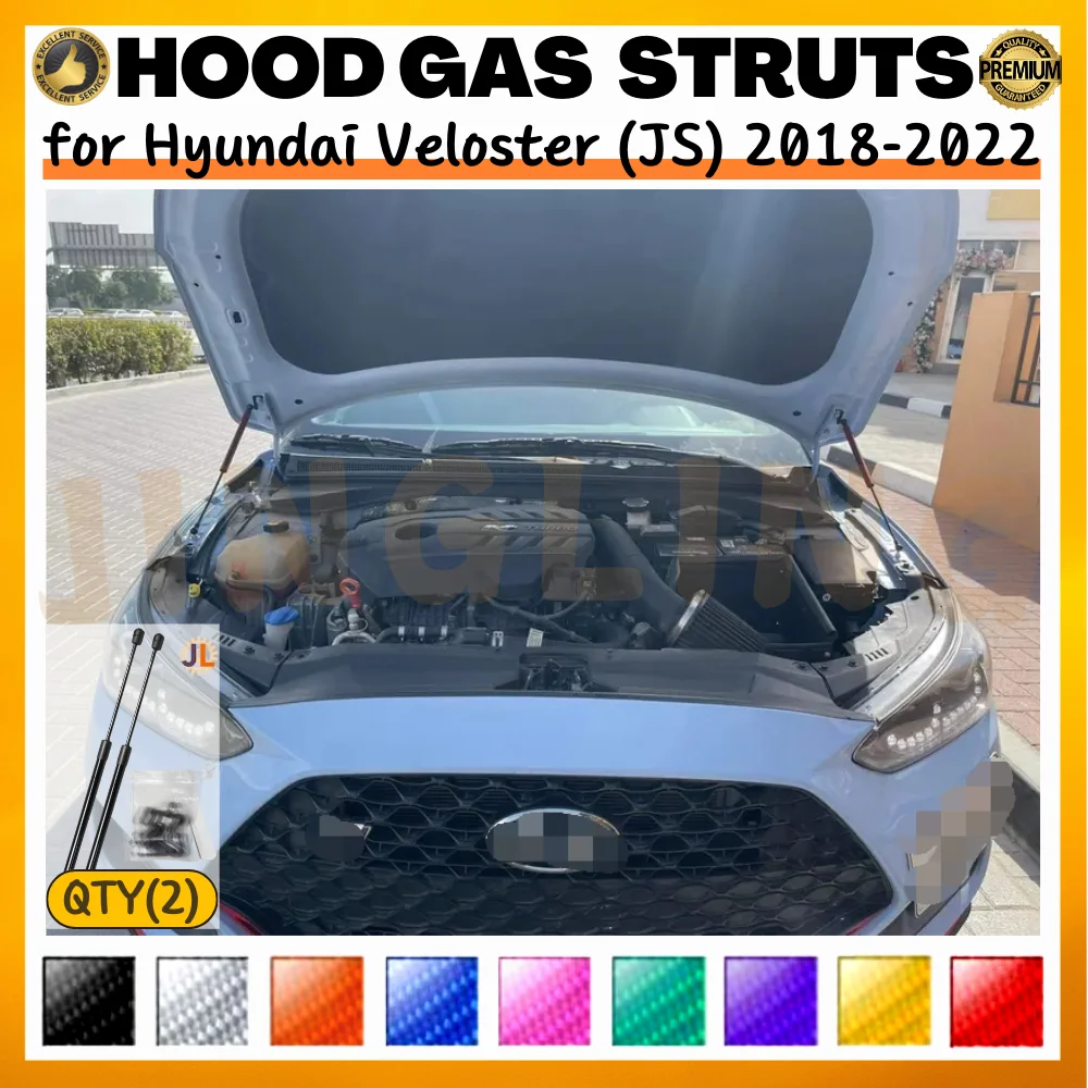 Qty(2) Hood Struts for Hyundai Veloster (JS) 2018-2022 Front Bonnet Modify Lift Supports Dampers Gas Springs Shock Absorbers