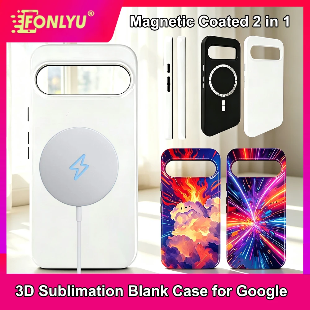 FONLYU Beschichtete Magnetische 2-in-1 3D Sublimations-Hülle für Google Pixel 11 10Pro XL Thermotransfer-Druck Magnet-Rückseite