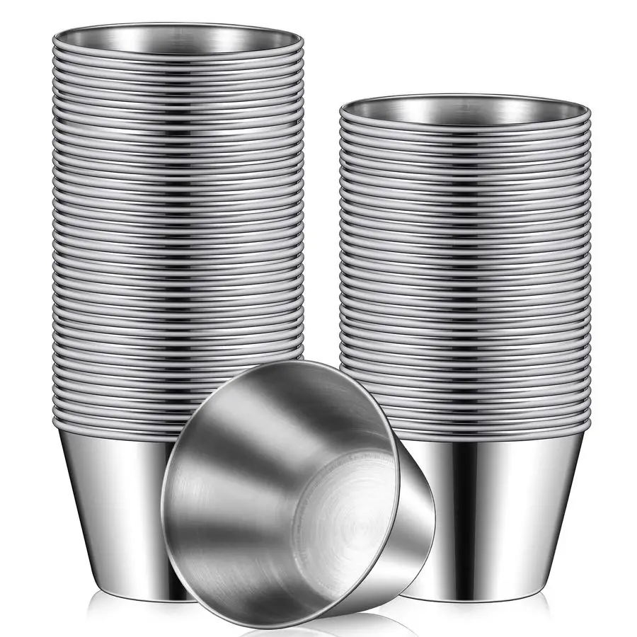 

Pcs Stainless Steel Sauce Cups Bulk, 2.5 Oz Metal Ramekins Dipping Sauce Cups Condiment Bowls Reusable Stackable Round Individua