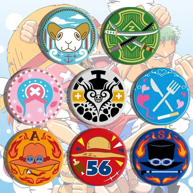 

Цельный значок аниме, японский мультяшный значок, металлическая эмалированная брошь, аксессуары для косплея, Луффи Зоро Нами Чоппер, коллекция Санджи