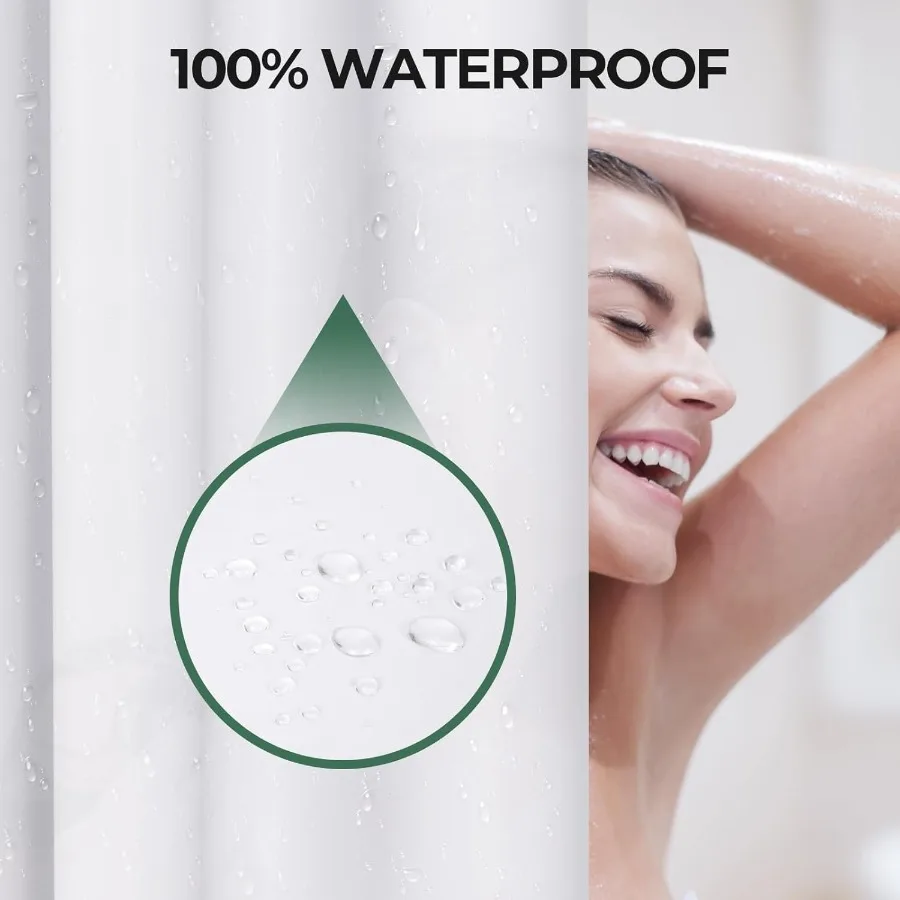 2 Pack 72 x 72 Inches PEVA Plastic Shower Liner with 3 Weighted Stones and 12 Rustproof Metal Grommets for Standard Size Bathro