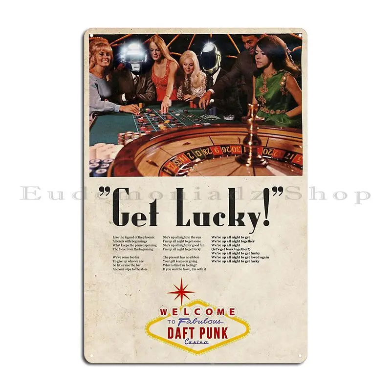 Get Lucky Daft Metal Sign Printed Kitchen Garage Plaques Wall Mural Wall Cave Tin Sign Poster