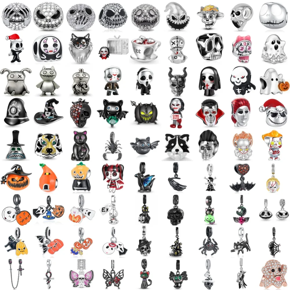 Oferta Imperdível: Pingentes Divertidos de Prata 925 da Série Europeia para Pulseiras Originais, Acessórios DIY de Joias, Presente de Halloween com Contas e Pingentes