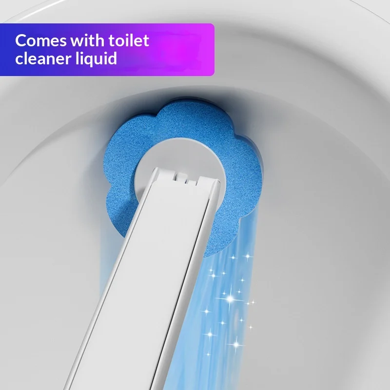 Wall-mounted, contactless disposable toilet brush, toilet cleaning brush with replaceable brush heads.