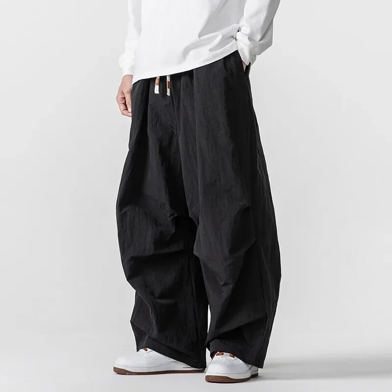 American Style Cargo Pants Men Loose Elastic Waist Wide Leg Trouser Breathable Summer Oversized Harem Casual Fashion Pants Men's - Image 3