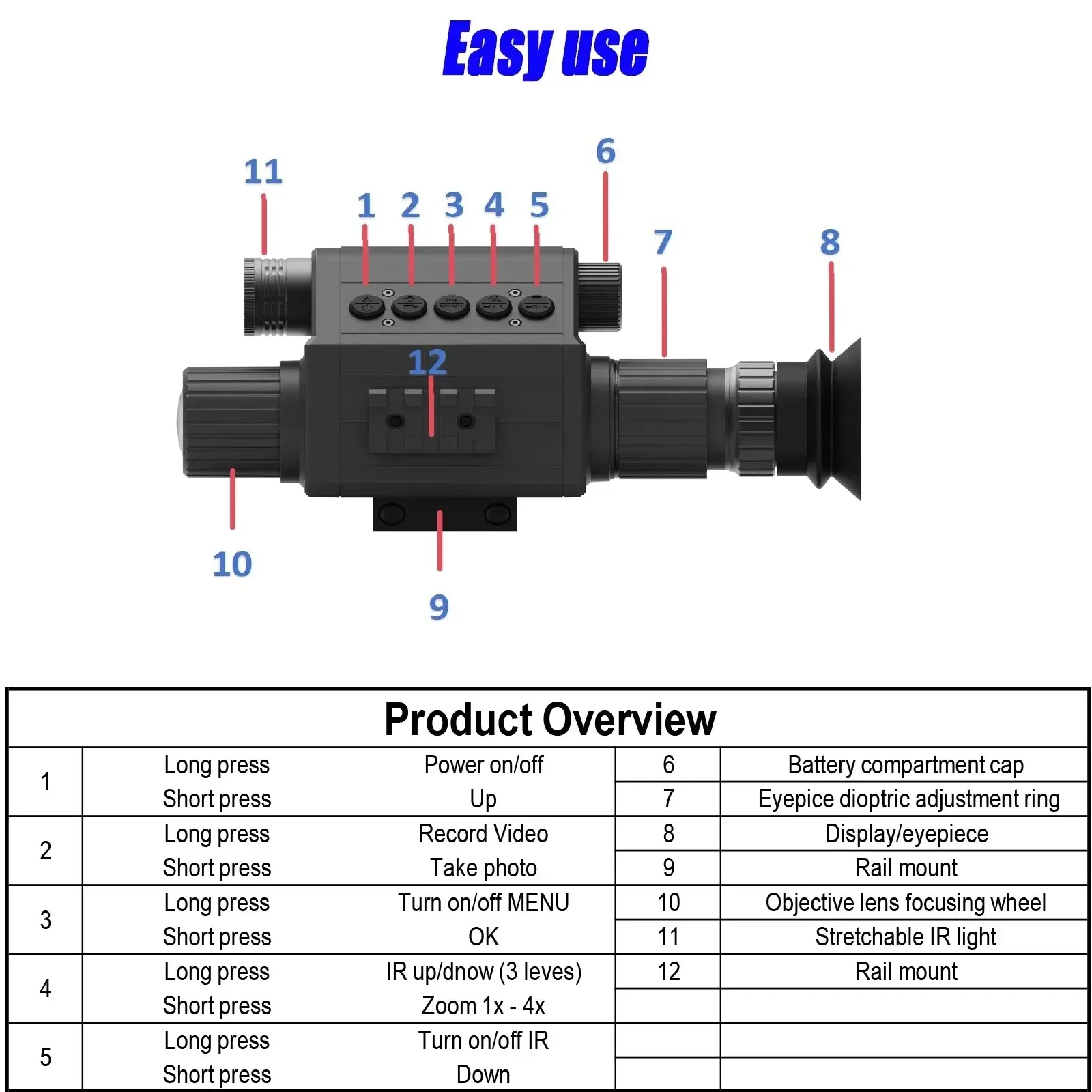 Digital Night Vision Telescope To Take Photos Videos 1080P Hunting Camera High Shock Resistance Metal Body IP65 Hunting Supplies