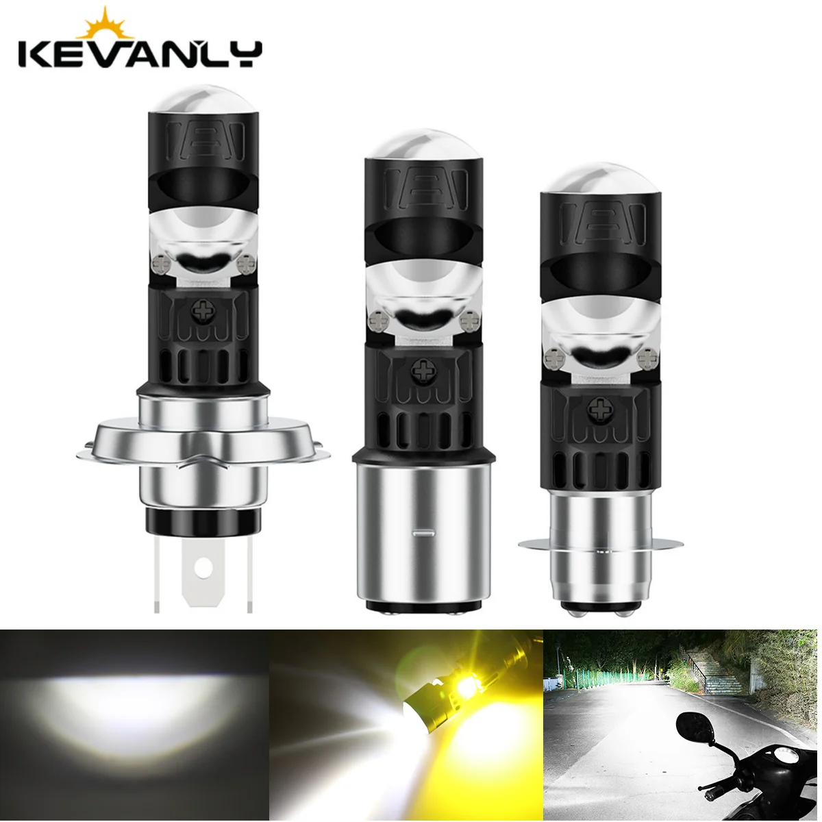 MIni Lens BA20D H6M P15D H4 LED bulb Moto headlight Headlamps Fog lamp white yellow Hi low beams 12V Motorcycle Accessories