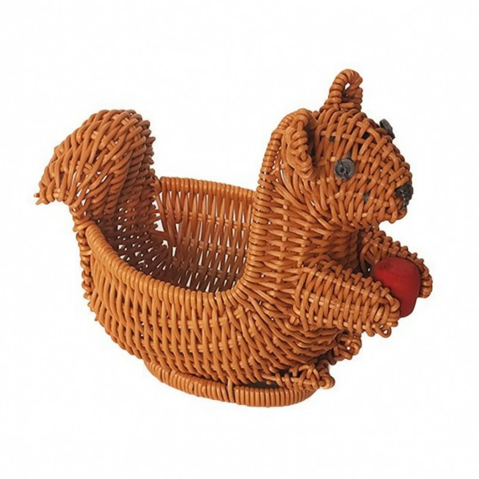 Warm Brown Orange Bamboo Woven Storage Basket Animal Shaped Container for Dining Room Entryway Decor Organization