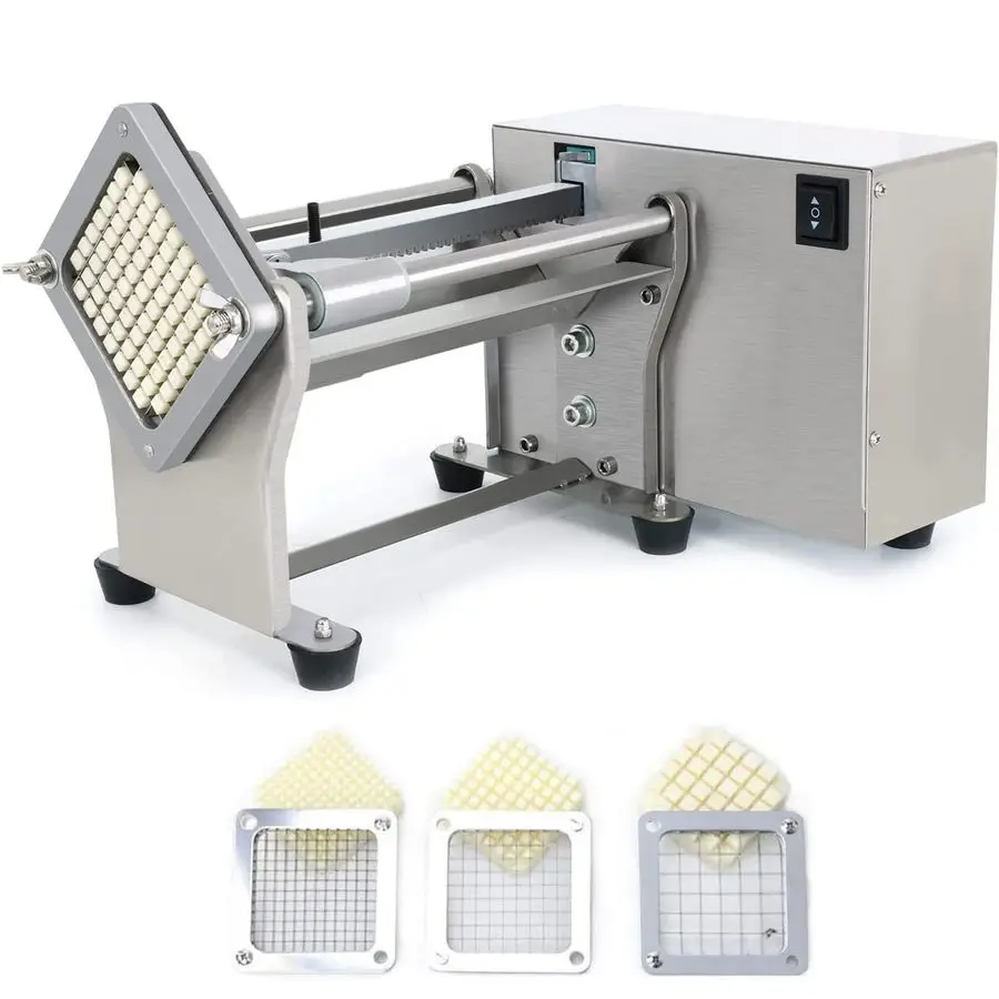 

Электрическая машина для нарезки картофеля фри, автоматический слайсер-чиппер с 3 сменными лезвиями разных размеров