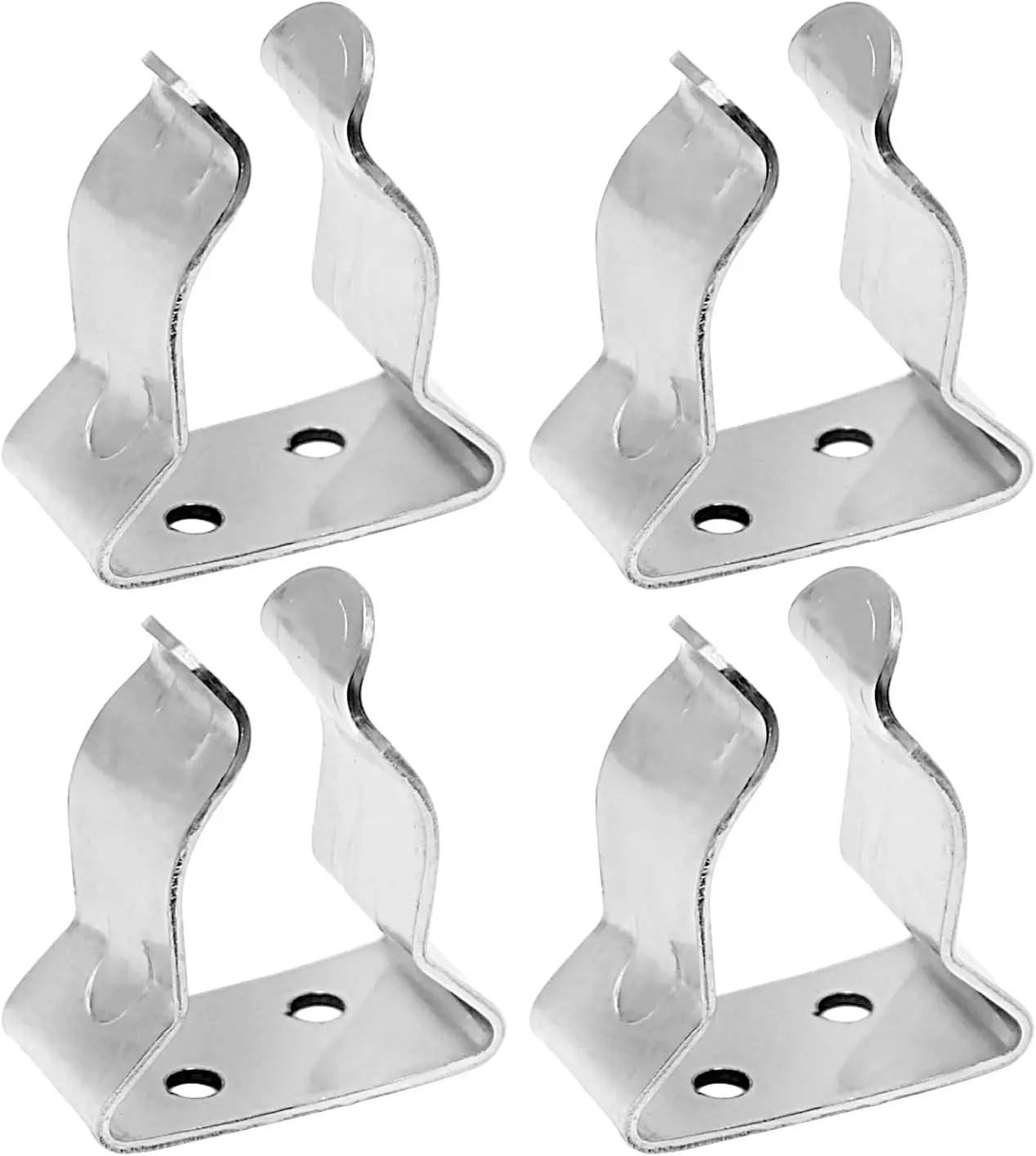 ステンレス鋼ボートフック用スプリングクランプホルダー、シルバーブラケットクリップ（ボートフック、ボートポール、ガフ、釣り竿、オール用）