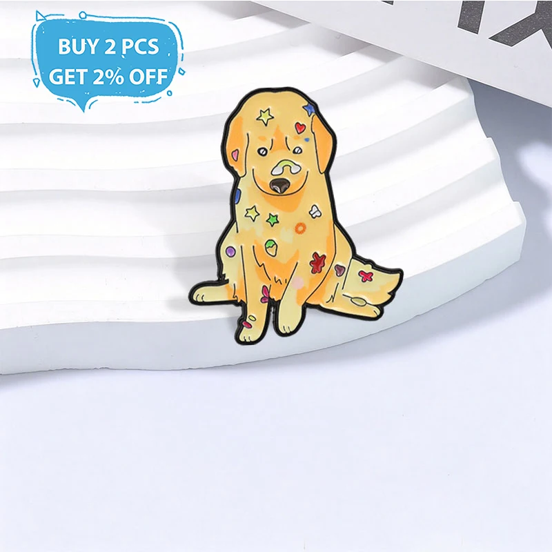 Cute Sticker Decor Golden Retriever Badge Cartoon Colorful Dog Enamel Pins Fashion Lapel Metal Brooches Backpack Cloth Jewelry