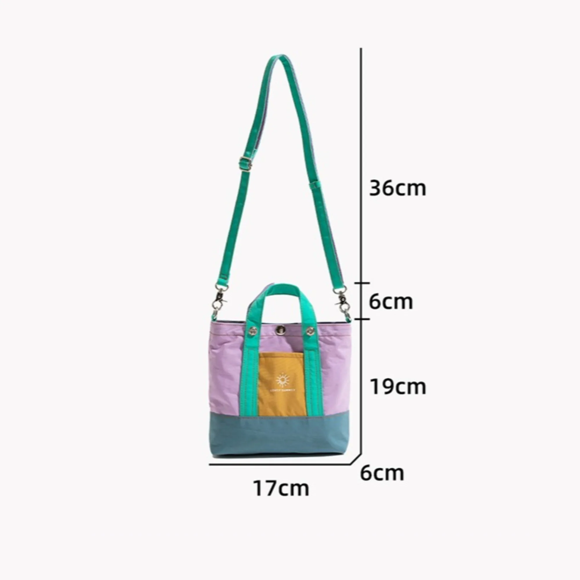 CKKUI Women's Color Block Canvas Tote Bag Casual Crossbody Bag Large Capacity Nylon Handbag with Detachable Strap for Travel