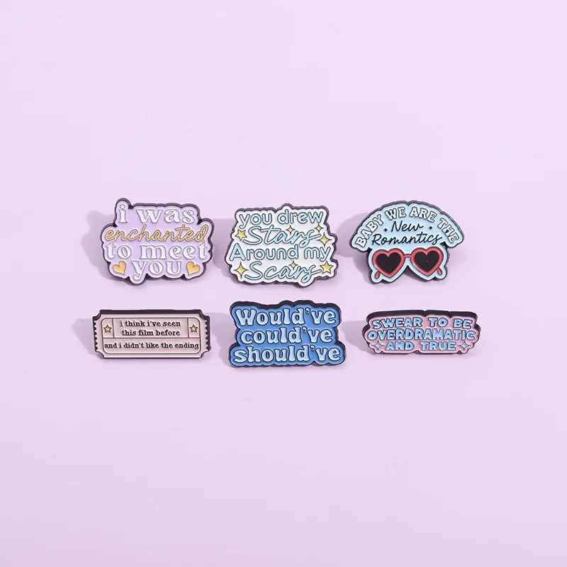 Creative European And American Singer Taylor Swift Series Chest Pin Unique Moldy Color English Short Phrase Metal Badge