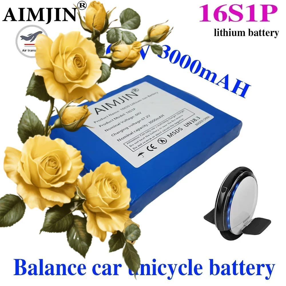 

16S1P battery pack 60V 3000mAh power battery pack with BMS for self-balancing scooter electric unicycle