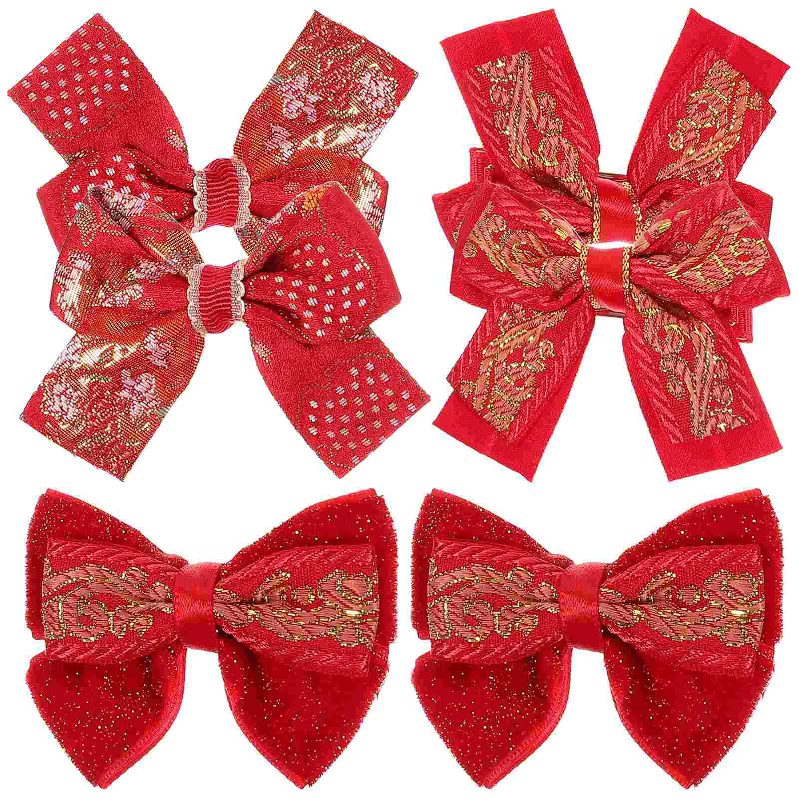 3 Pairs Hair Pins Bow Hairpin Red Bows Tie Small Clip Clips Accessories for Girl Baby