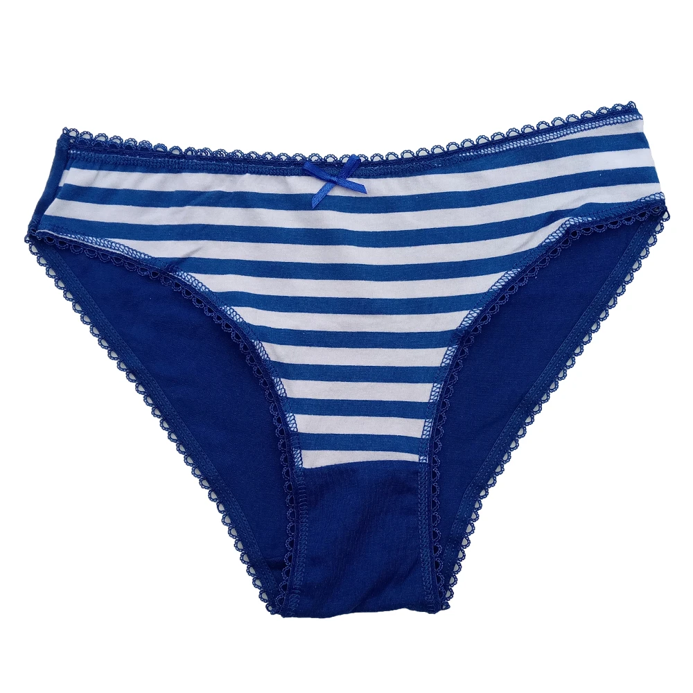 Sexy Women Panties Cotton Striped Briefs for Women Girls Bow Shorts Underpants Lingerie 3 Pcs/set