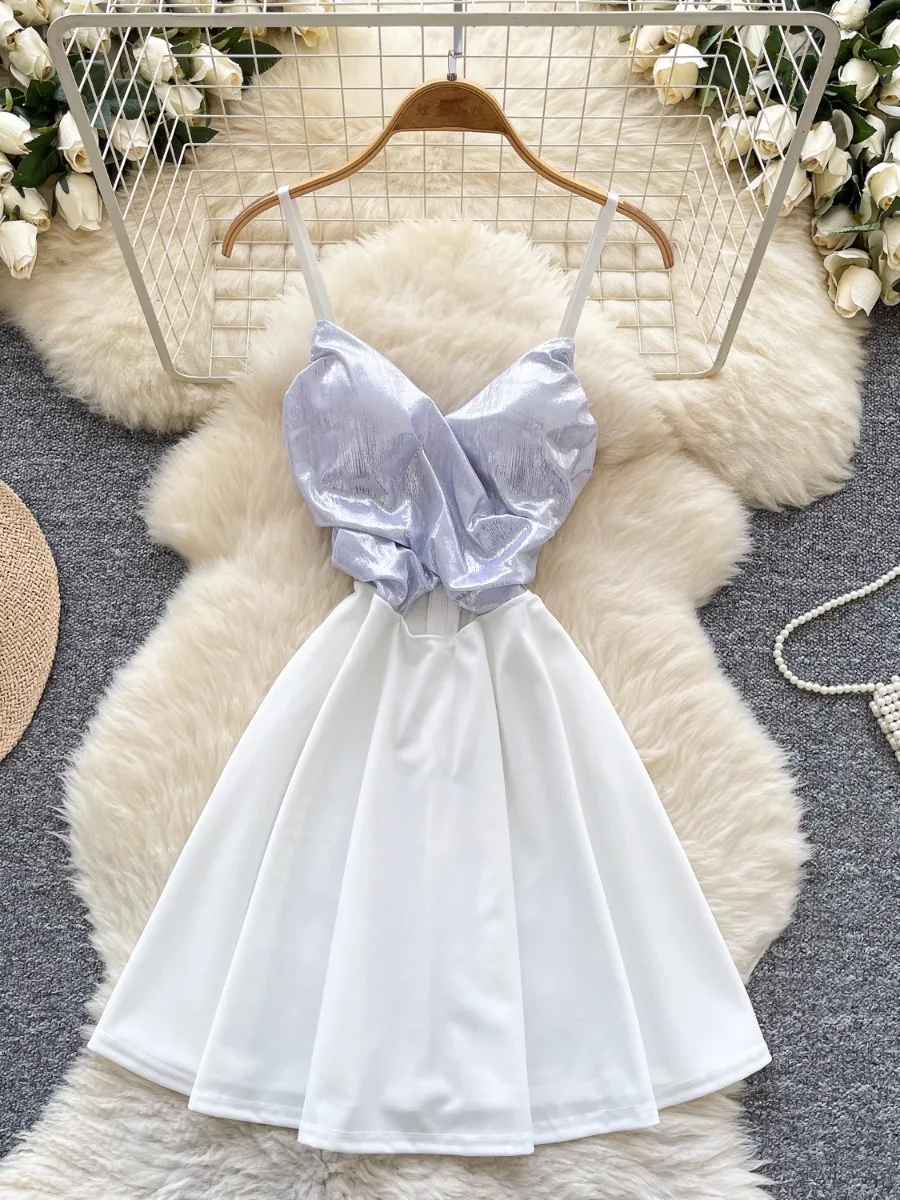 Foamlina Trendy Chic Abito sottoveste con scollo a V profondo e ritagliato Mini abito aderente estivo da donna Pure Desire per la festa del night club