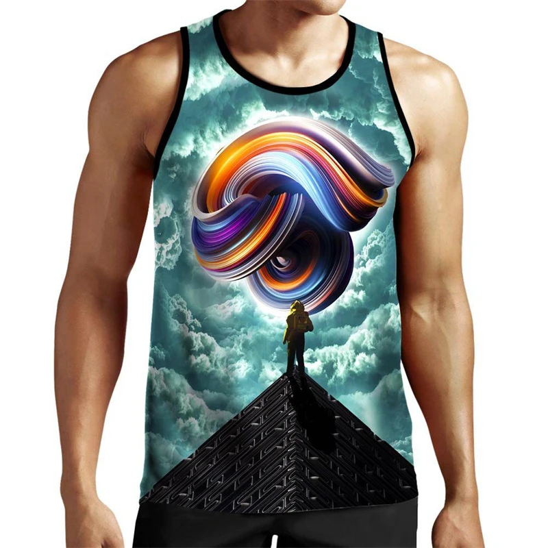 Funny 3D Printed Design Tank Tops Colours Man Sleeveless Shirt Casual Fashion Streetwear Baggy Vest Personality Fitness Tank Top