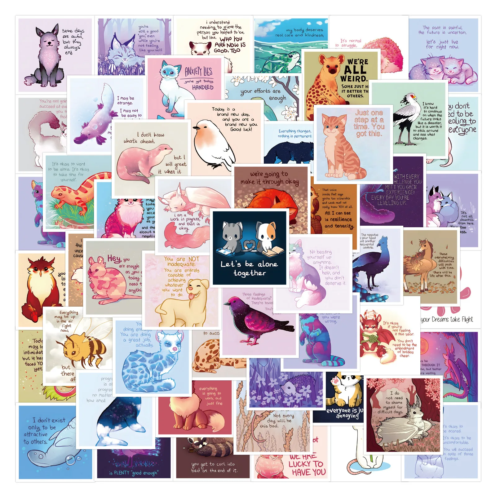 

10/30/60Pcs Cartoon Animal Text Graffiti Stickers DIY Guitar Phone Refrigerator Water Cup Laptop Skateboard Waterproof Sticker