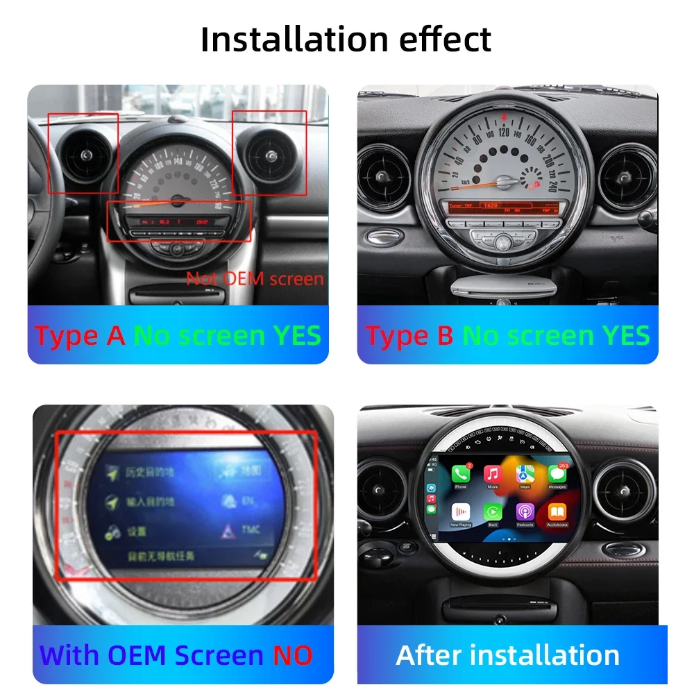 9 Inch QLED Car Radio Android Auto for BMW Mini Cooper R56 R60 R51 2006 07 08 09 10 11 12 13 14Carplay Multimedia GPS Navigation