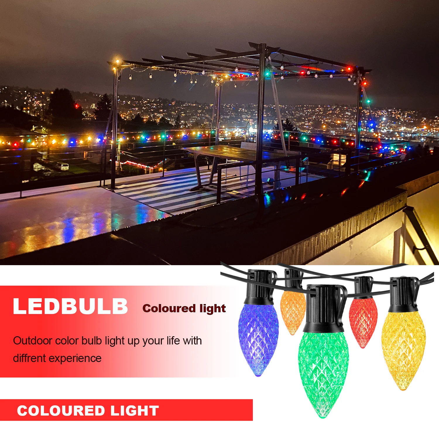 Imagem -05 - Multicolor Garland Led String Light 110v 220v E12 0.6w Plásticos Impermeáveis Anti-drop Festoon Cadeia de Luz de Natal de Ano Novo c7