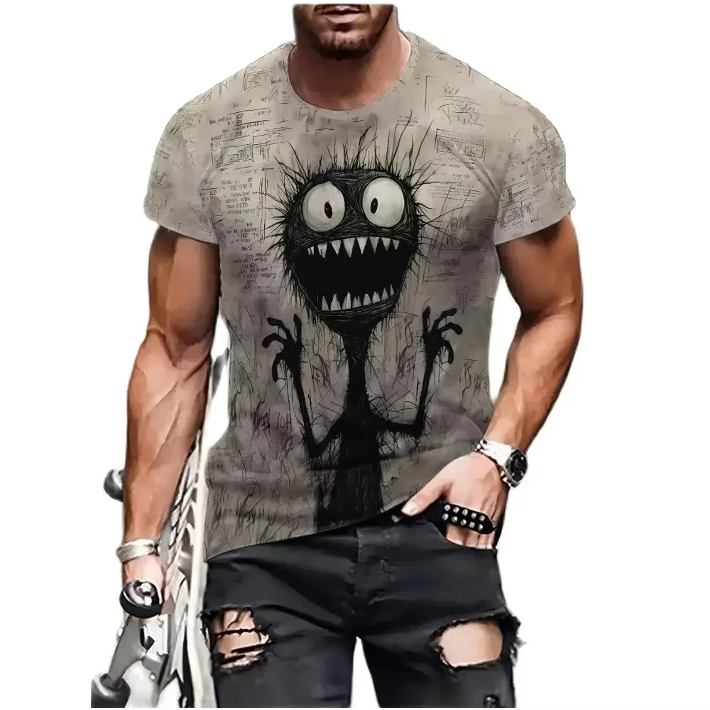 Anime Monster In Panic Männer T Shirts Kurzarm Outdoor Übergroßen T-shirt Männer Kleidung Sommer Kind T-shirt Frauen T-shirt Y2k Top