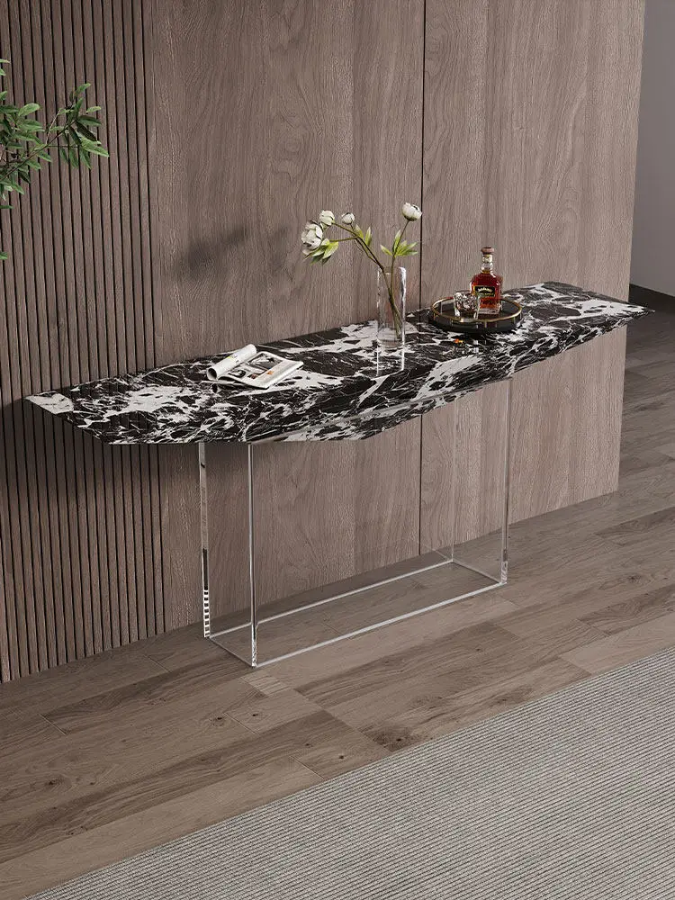 

Итальянский роскошный консольный стол из зеленого мрамора с прожилками, с прозрачной акриловой подставкой, из массива дерева, с прочными закругленными краями, для прихожей и гостиной